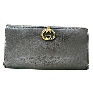 VINTAGE LEATHER GUCCI WALLET WITH BIG DOUBLE "G" CLOSURE - 7"